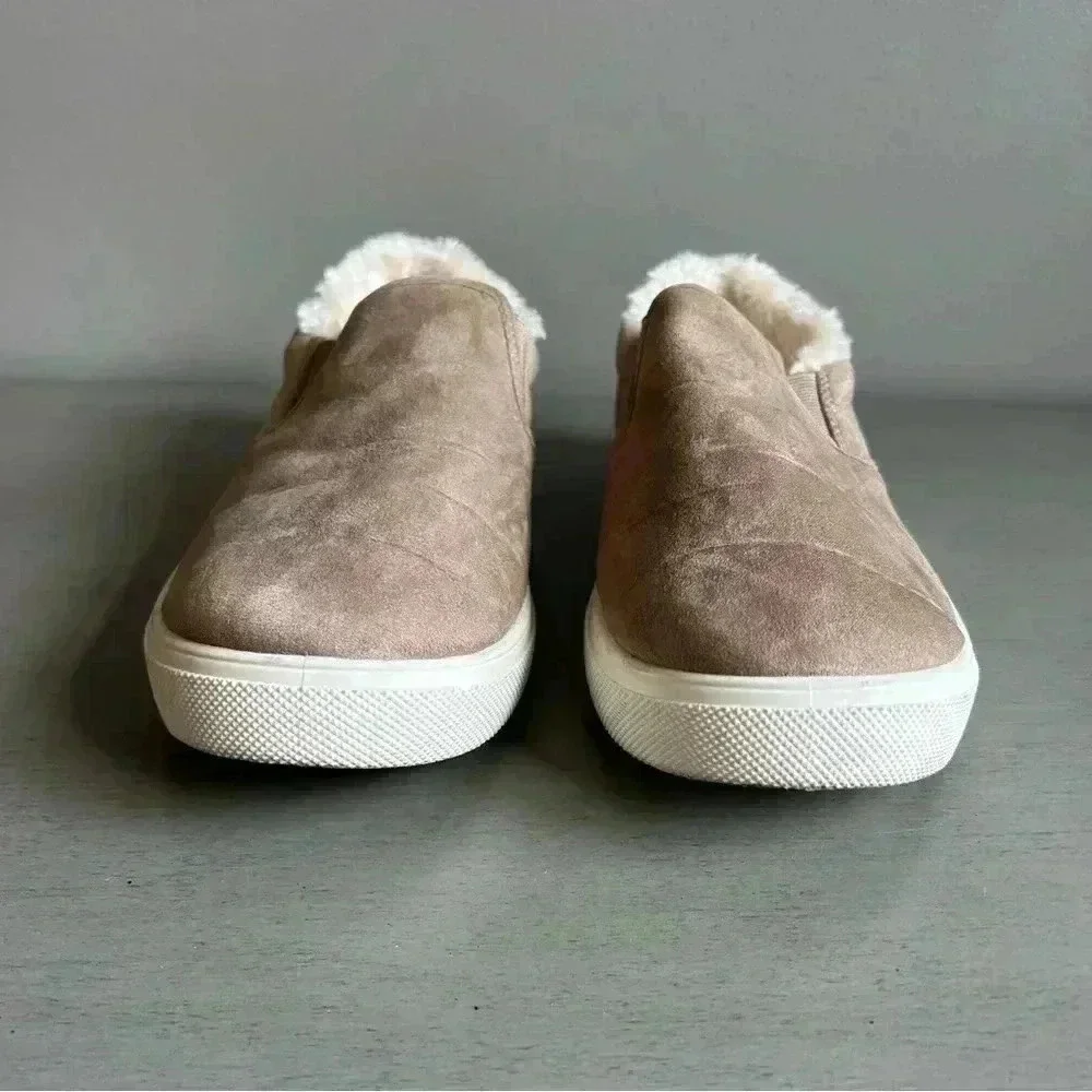 ESPRIT Slip On Sneaker Women 7.5 Paramount Neutral Tan Faux Fur Round Toe Shoe